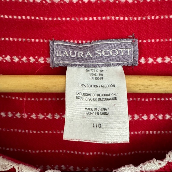 Laura Scott Red White Flannel Long Night Gown Size Large - Picture 2 of 9